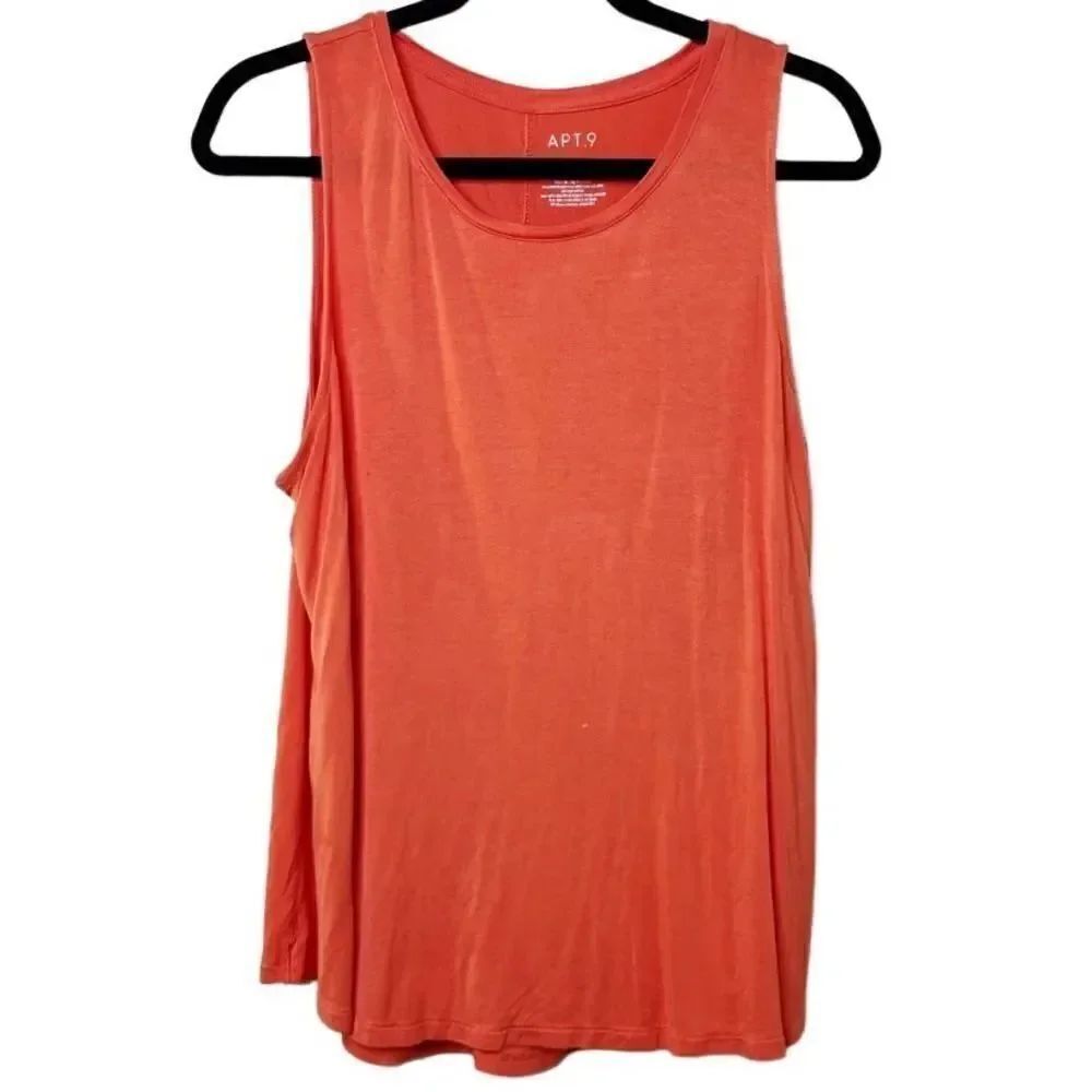 Apt 9 Flowy Crew Neck Casual Tank Top Orange Petite XXL